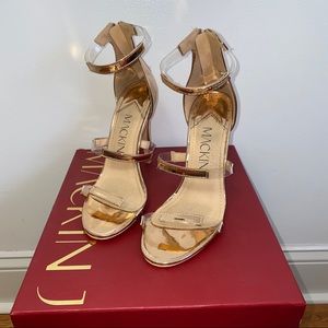 Rose gold Leather Strappy Heels